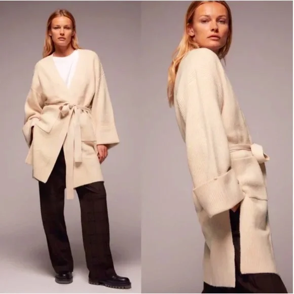 Zara Belted Knit Cardigan Knit Coat NWT - Picture 1 of 8